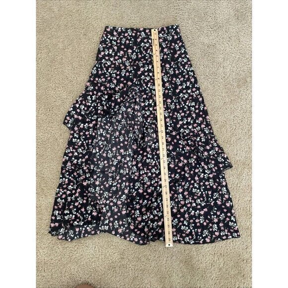BTFBM Size‎ S Skirt Boho Elastic Waist Split Ruffle High Low Beach Maxi Floral - Picture 6 of 8